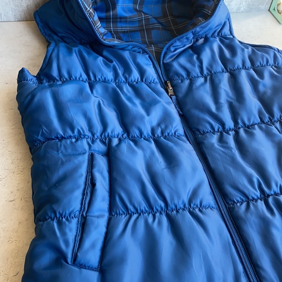 Reversible Blue & Blue Plaid Vest Sz M - Picture 3 of 5